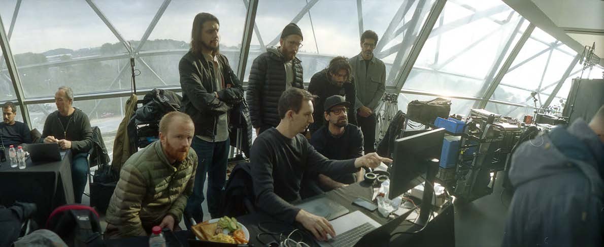 The crew at the monitors inside the Barcelona airport