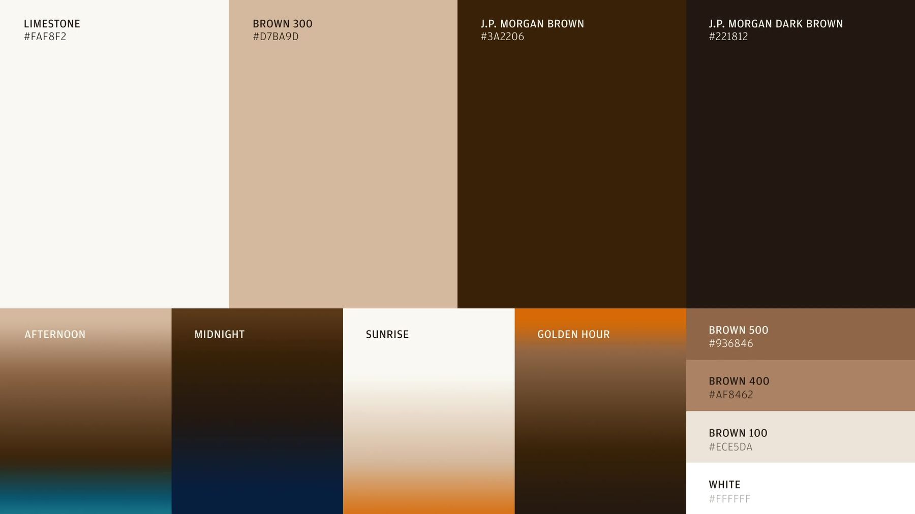 The J.P. Morgan Payments palette, every value named