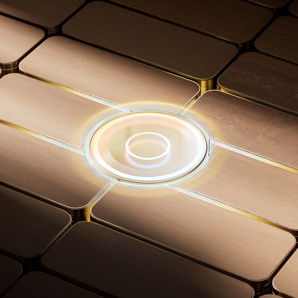 Graphic imagery, a coin set into a warm ground