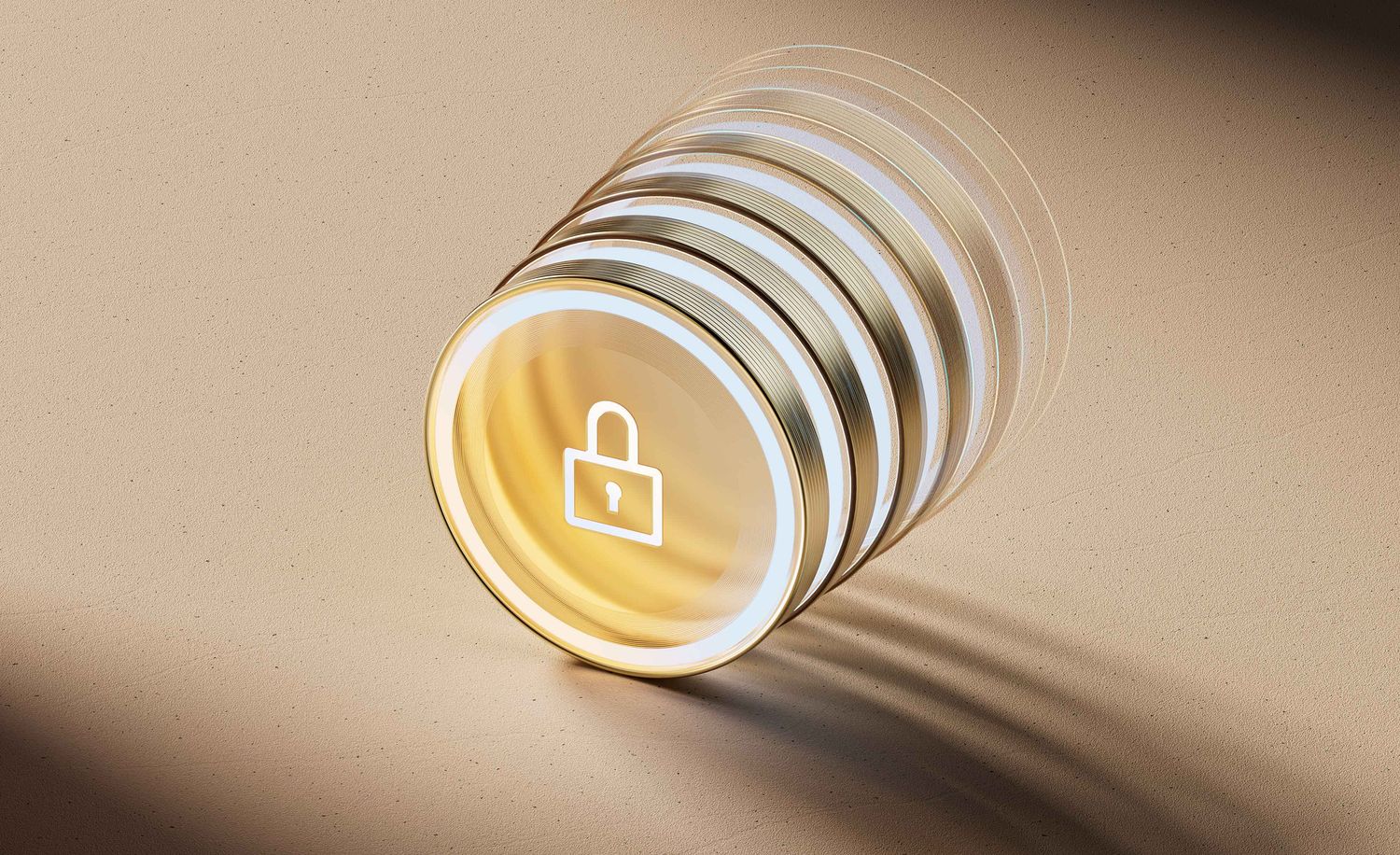 Graphic imagery, a coin with a lock