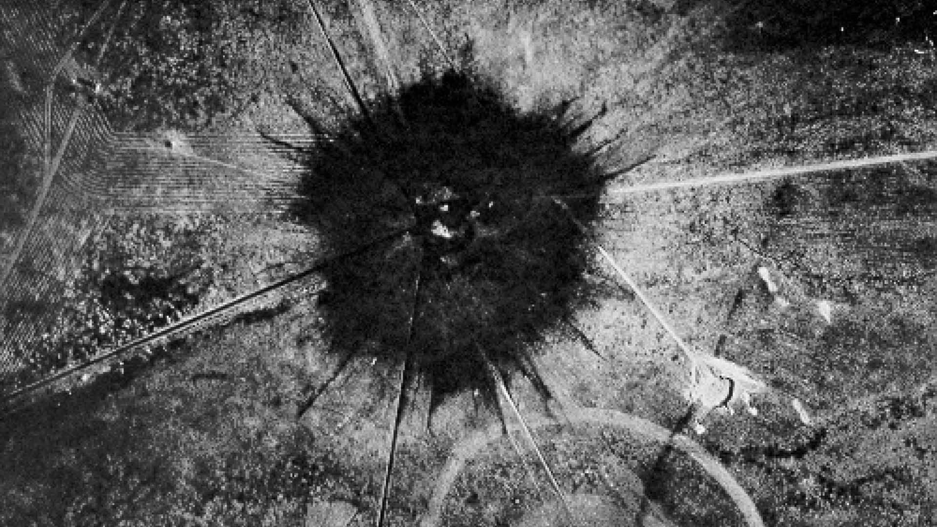 The aerial photograph of the Trinity Test site and its burn marks