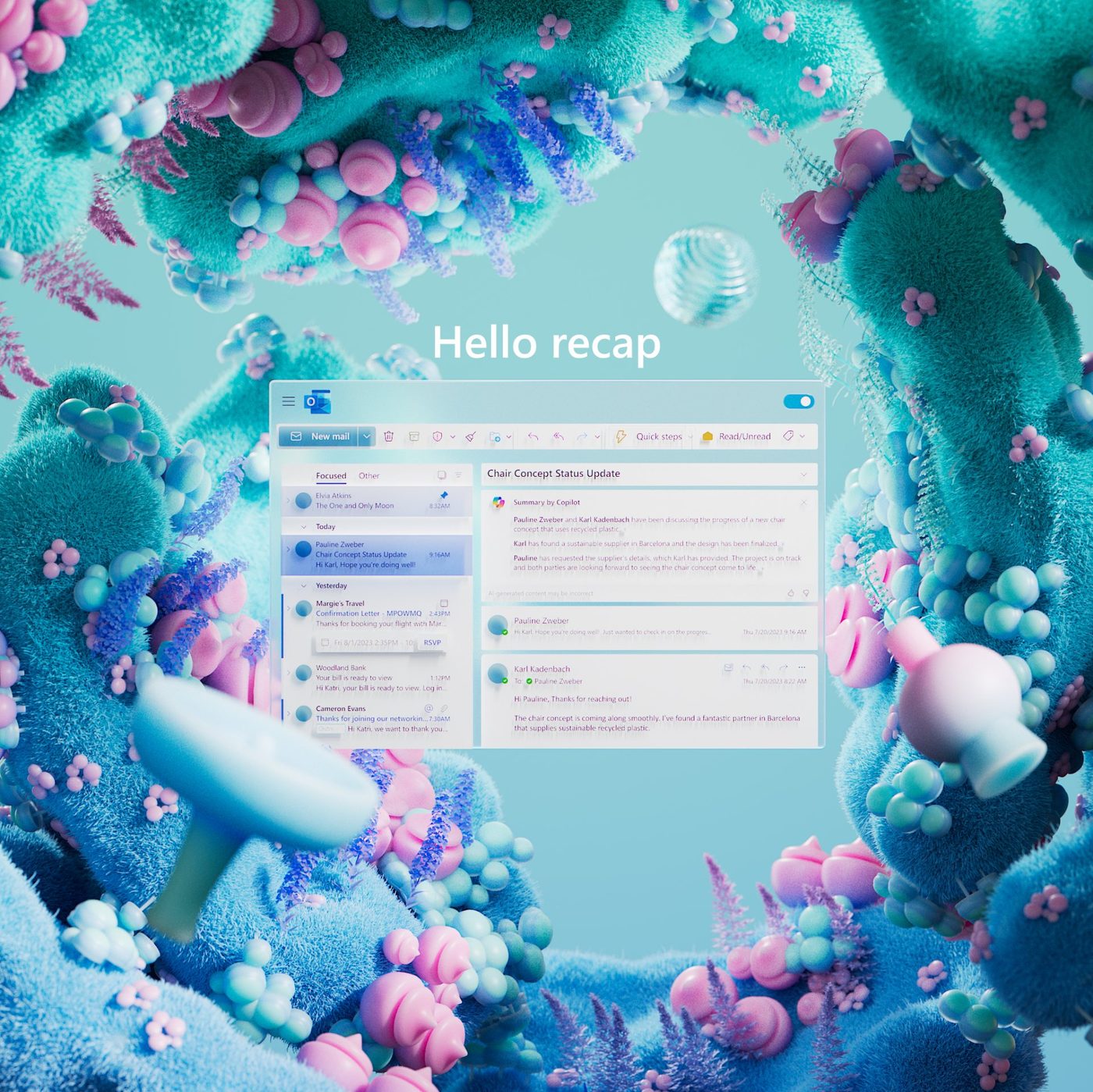 Outlook framed by a reef of soft colored forms