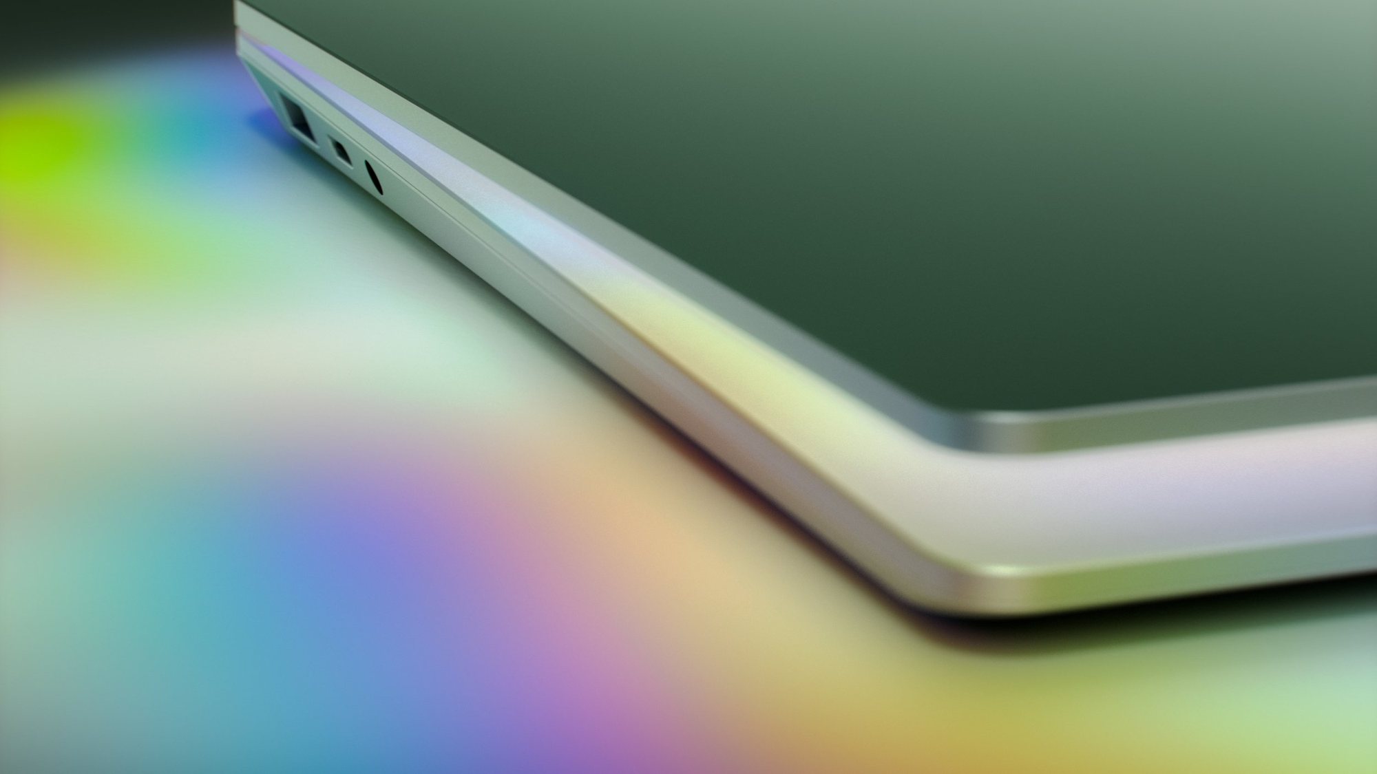 Spectrum light running along the edge of a Surface laptop